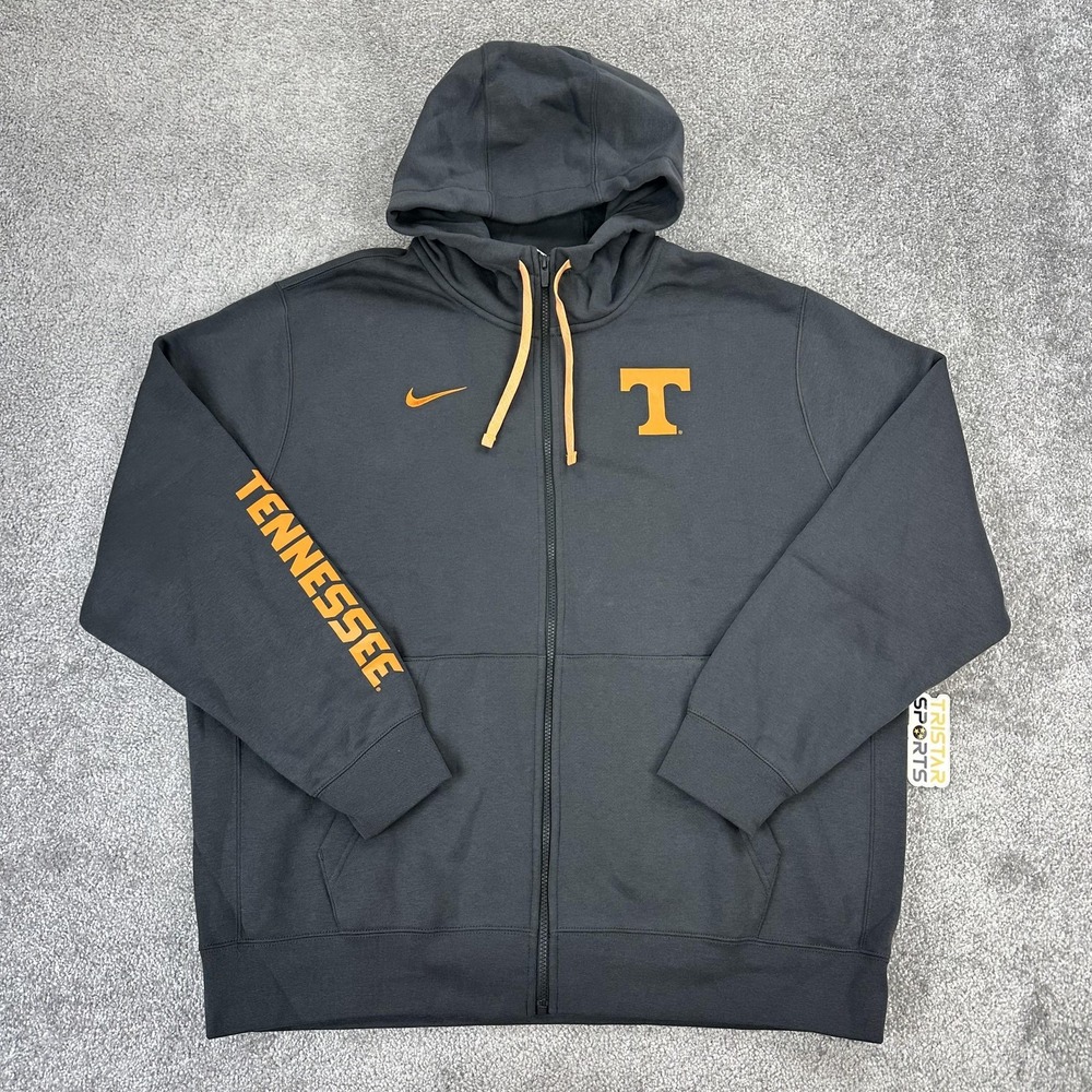 Tennessee Volunteers Hoodie Mens 2XL Gray Nike Full Zip Fleece PE Team Issue